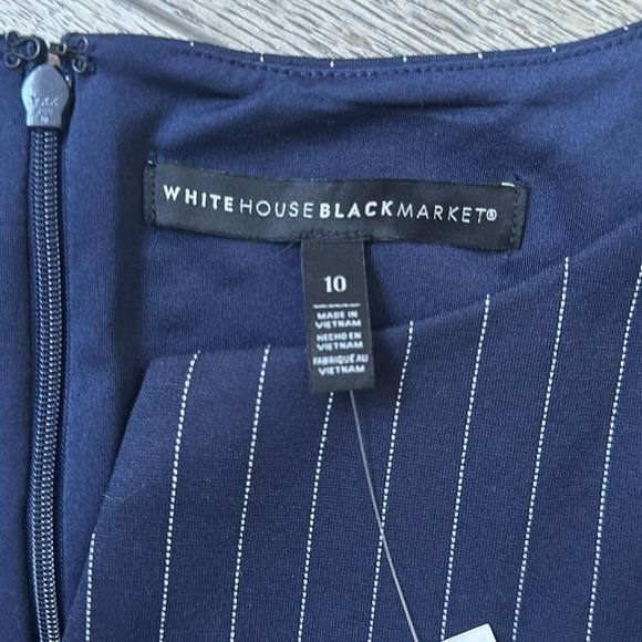 NWT White House Black Market top Navy white pinstriped size 10 Career Summer top - Picture 7 of 9